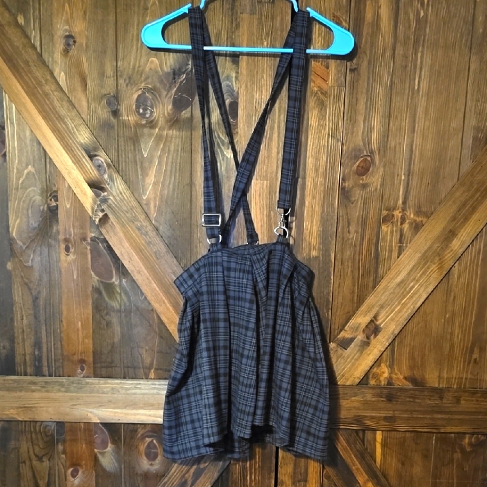 Hot Topic Plaid Suspender Skirt
